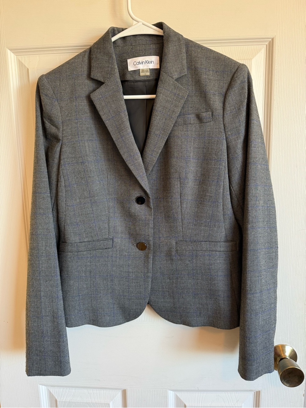 Calvin Klein Women's Classic Tailored Gray Blazer Jacket Minimalist Office Core